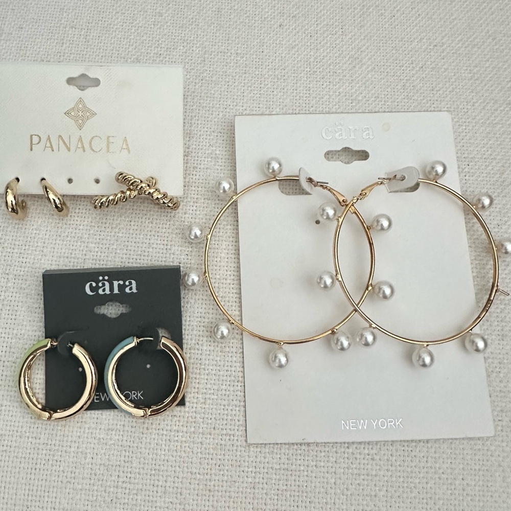 Cara Cara Gold and Silver Hoop Earrings Set